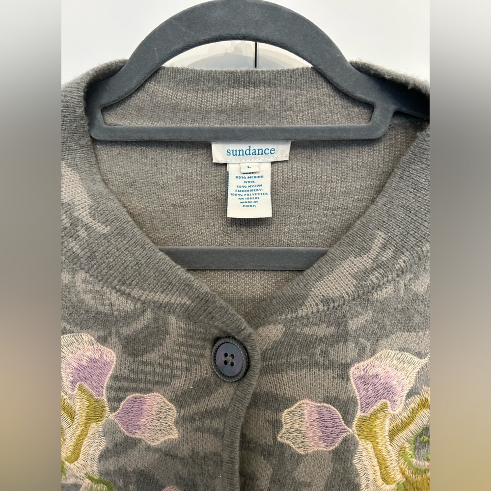 Sundance Gray Floral Embroidered Coat - Picture 4 of 5